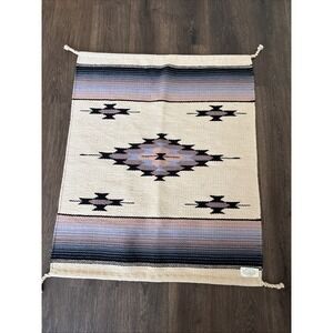 El Paso Saddleblanket 100% Wool Aztec Southwestern Saddle Blanket Rug 36x30 MINT